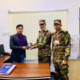 Chief Executive Officer of Active Securities and IT Solutions handing over the radio set to the Bangladesh Army 1
